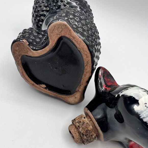 Vtg Redware Black Poodle Figurine Drink Liquor Decanter Kitsch Barware 8" Japan - Picture 9 of 12
